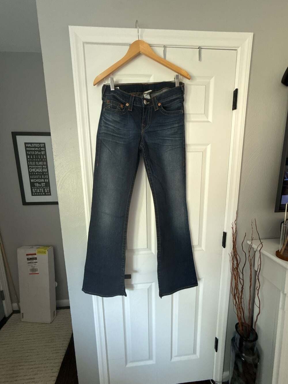 True Religion Brand Jeans Dark Wash Flare Low Rise Jeans Size 30